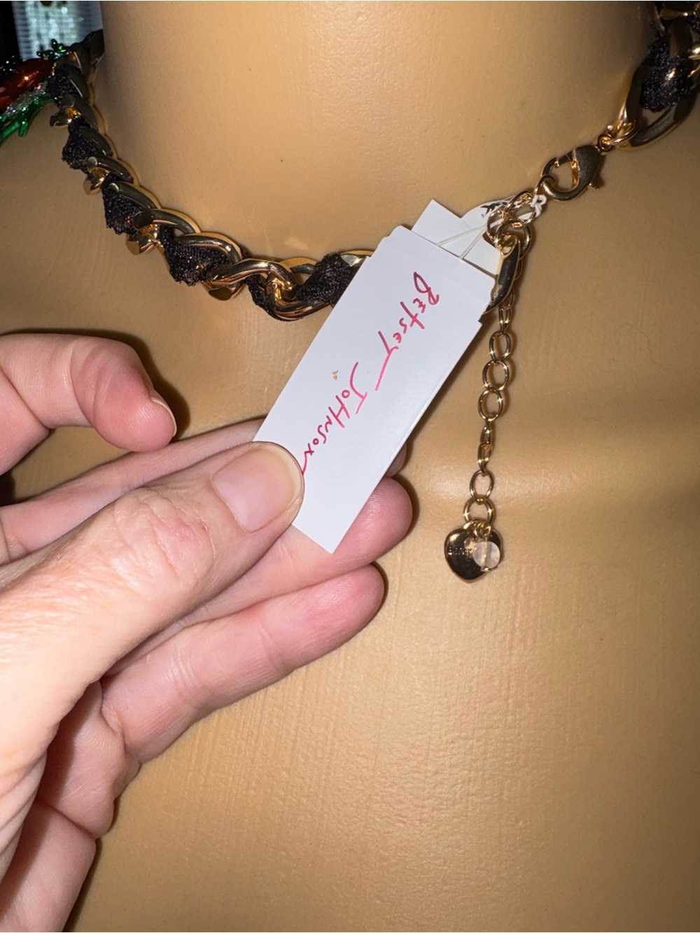 NWT Betsey Johnson Witchy Lace Frontal Necklace w Shattered Mirror - Picture 4 of 6